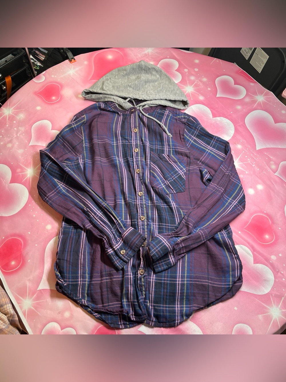 Y2K VTG Mudd purple plaid hoodie